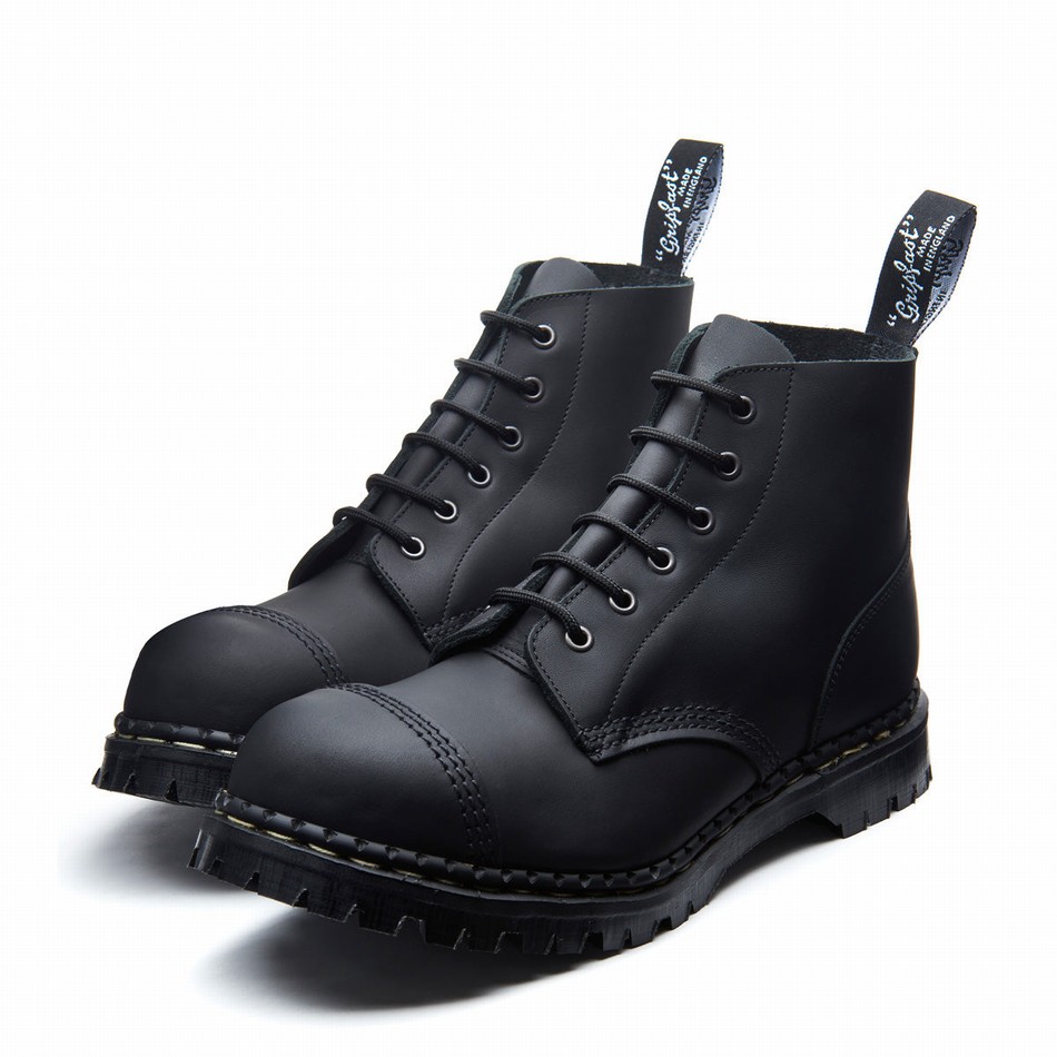 Botas Derby Solovair Greasy 6 Eye Steel Toe Capped Hombre Negras | GF6-1710-BG-030