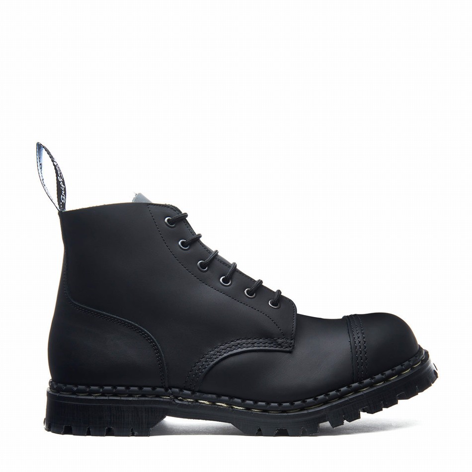 Botas Derby Solovair Greasy 6 Eye Steel Toe Capped Hombre Negras | GF6-1710-BG-030