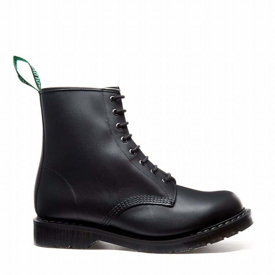 Botas Derby Solovair Greasy 8 Eye Hombre Negras | S8-551-BG-G-030