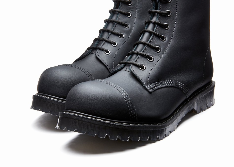 Botas Derby Solovair Greasy 8 Eye Steel Toe Hombre Negras | SC8-1550-BG-G-060