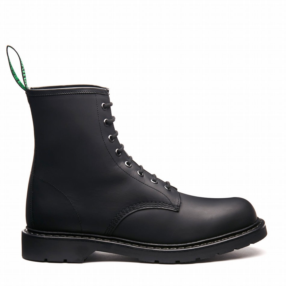 Botas Derby Solovair Greasy Shearling Lined 8 Eye Mujer Negras | LS8-551-BG-SHE-B-050