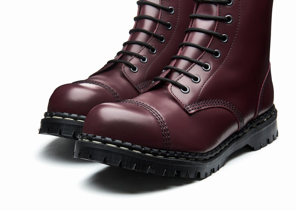 Botas Derby Solovair Hi-Shine 10 Eye Steel Toe Capped Mujer Rojas | GF10-1980-OX-035