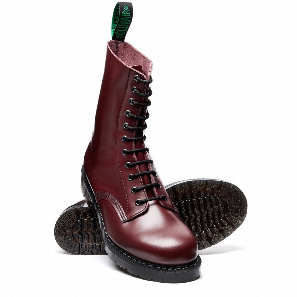 Botas Derby Solovair Hi-Shine 11 Eye Hombre Rojas | S11-981-OX-G-030