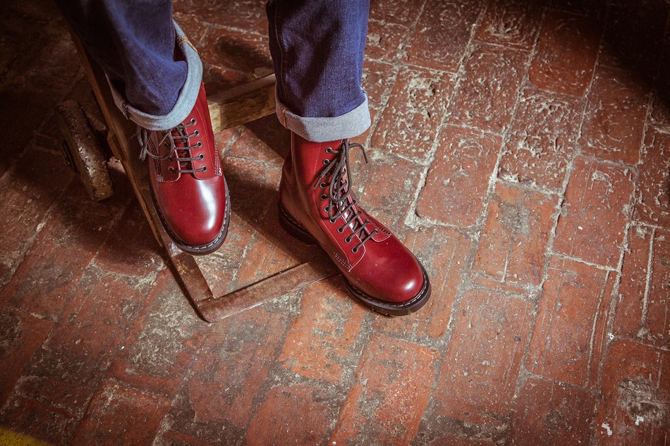 Botas Derby Solovair Hi-Shine 11 Eye Hombre Rojas | S11-981-OX-G-030