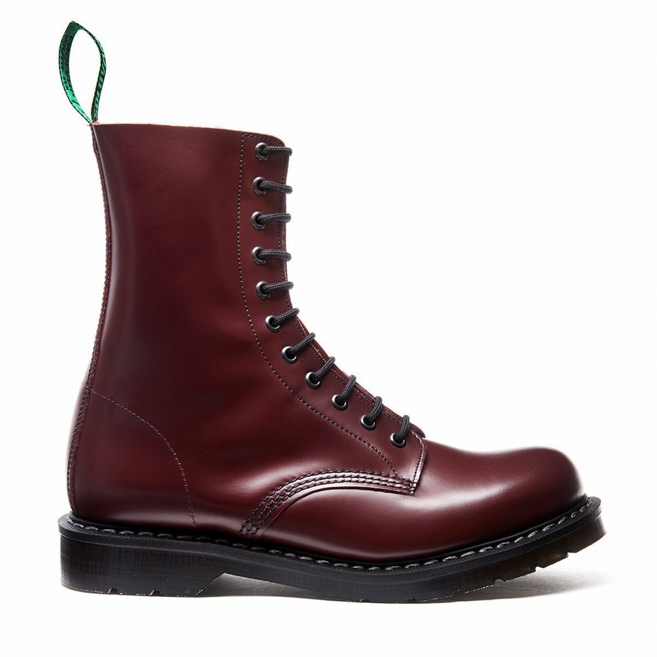 Botas Derby Solovair Hi-Shine 11 Eye Hombre Rojas | S11-981-OX-G-030