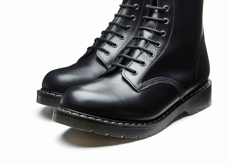 Botas Derby Solovair Hi-Shine 11 Eye Zip Mujer Negras | S11-981-BK-ZIP-G-030