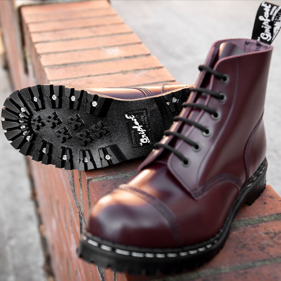 Botas Derby Solovair Hi-Shine 6 Eye Steel Toe Capped Hombre Rojas | GF6-1710-OX-030