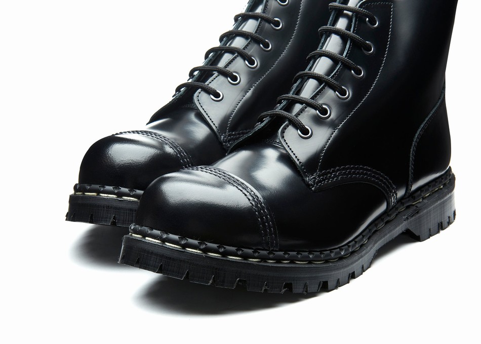 Botas Derby Solovair Hi-Shine 6 Eye Steel Toe Capped Hombre Negras | GF6-1710-BK-030