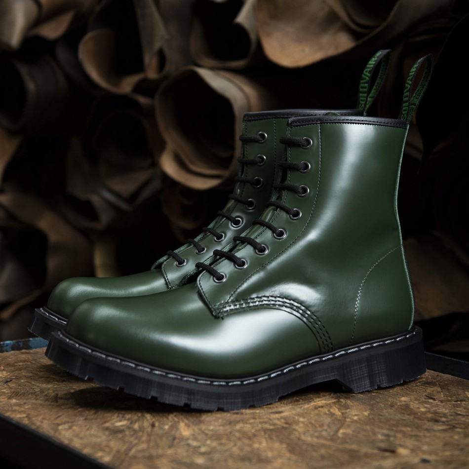 Botas Derby Solovair Hi-Shine 8 Eye Hombre Verde | S8-551-GN-G-030