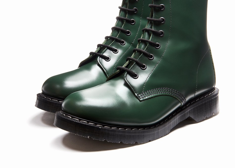 Botas Derby Solovair Hi-Shine 8 Eye Hombre Verde | S8-551-GN-G-030