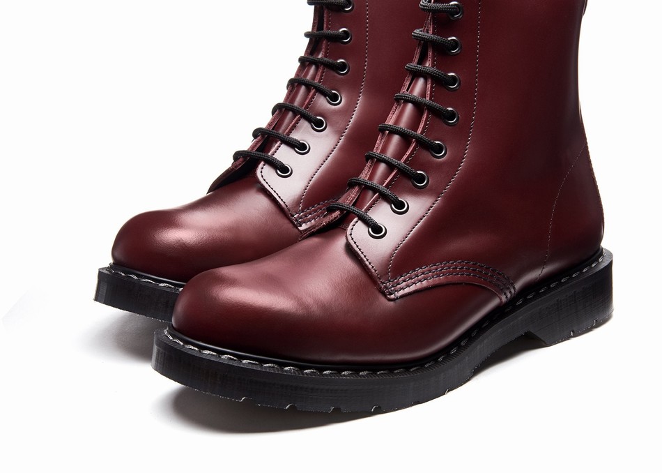 Botas Derby Solovair Hi-Shine 8 Eye Hombre Rojas | S8-551-OX-G-030