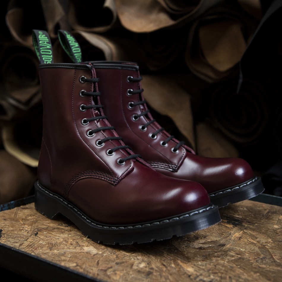 Botas Derby Solovair Hi-Shine 8 Eye Hombre Rojas | S8-551-OX-G-030