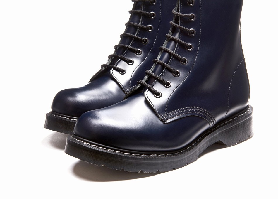 Botas Derby Solovair Hi-Shine 8 Eye Hombre Azul Marino | S8-551-NV-G-035