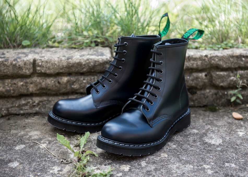 Botas Derby Solovair Hi-Shine 8 Eye Hombre Azul Marino | S8-551-NV-G-035