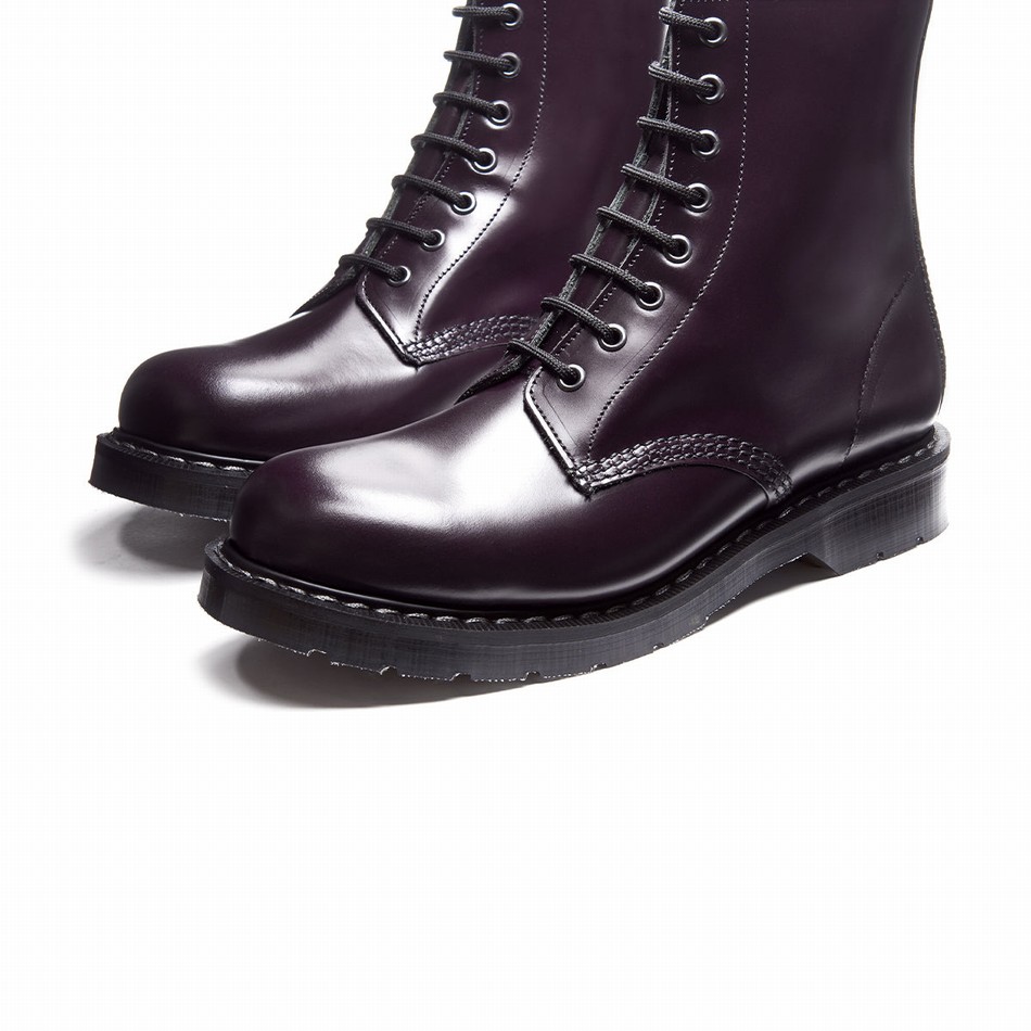 Botas Derby Solovair Hi-Shine 8 Eye Mujer Moradas | S8-551-PUR-G-030