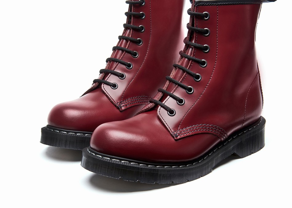 Botas Derby Solovair Hi-Shine 8 Eye Mujer Rojas | S8-551-CR-G-030