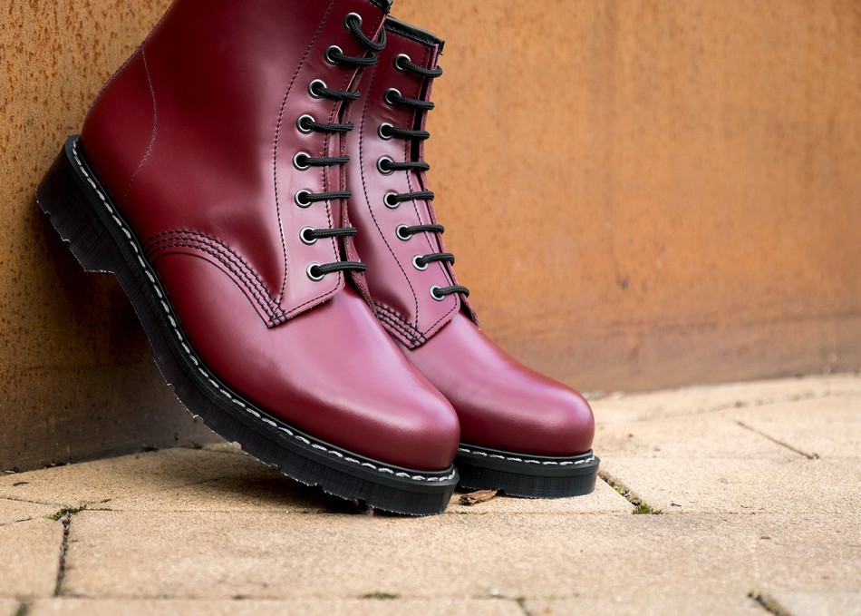 Botas Derby Solovair Hi-Shine 8 Eye Mujer Rojas | S8-551-CR-G-030
