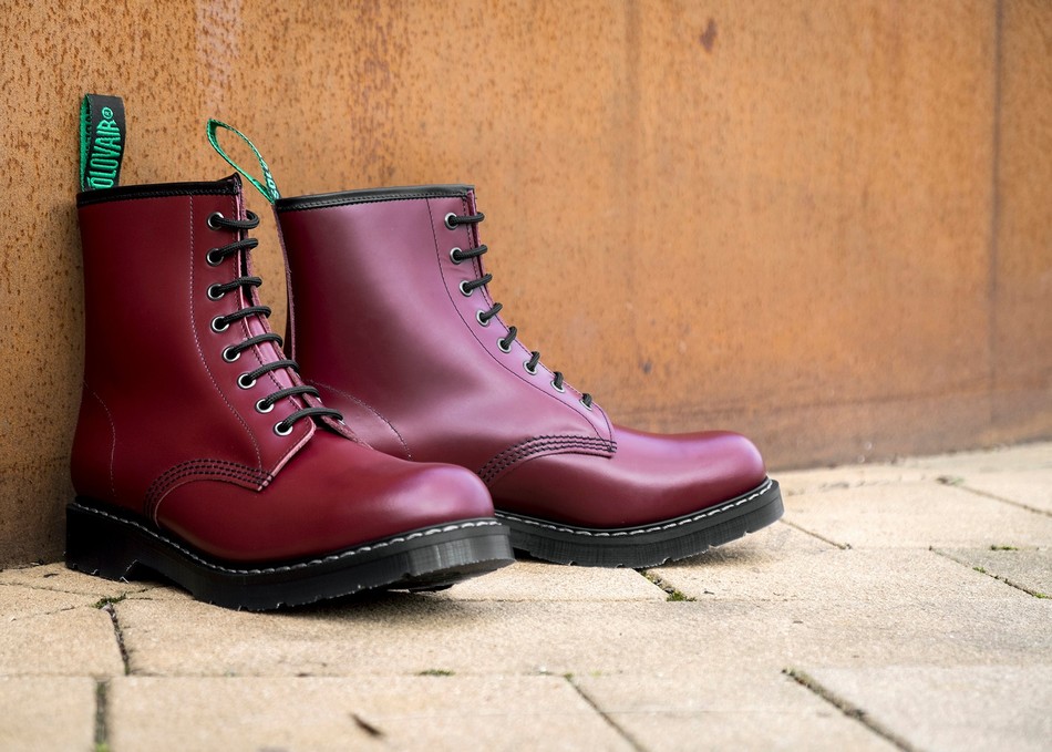 Botas Derby Solovair Hi-Shine 8 Eye Mujer Rojas | S8-551-CR-G-030