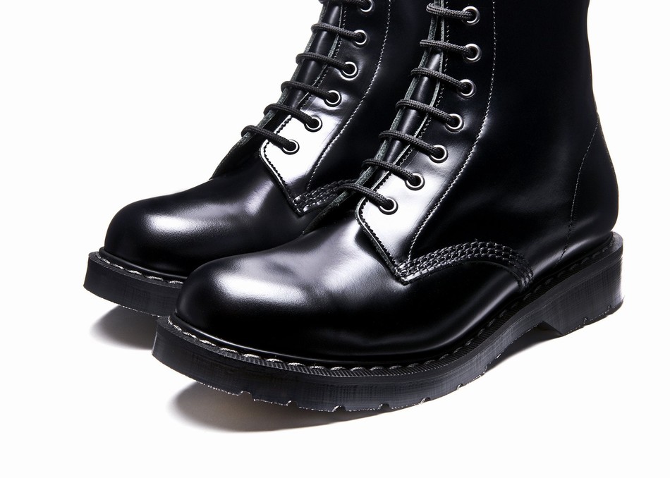 Botas Derby Solovair Hi-Shine 8 Eye Zip Hombre Negras | S8-551-BK-ZIP-G-040
