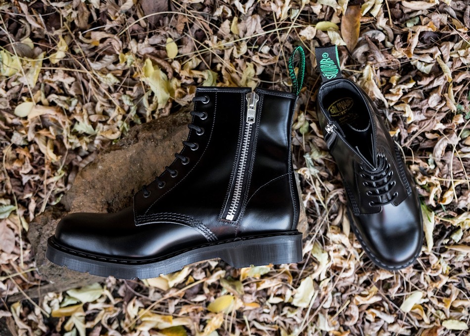 Botas Derby Solovair Hi-Shine 8 Eye Zip Hombre Negras | S8-551-BK-ZIP-G-040