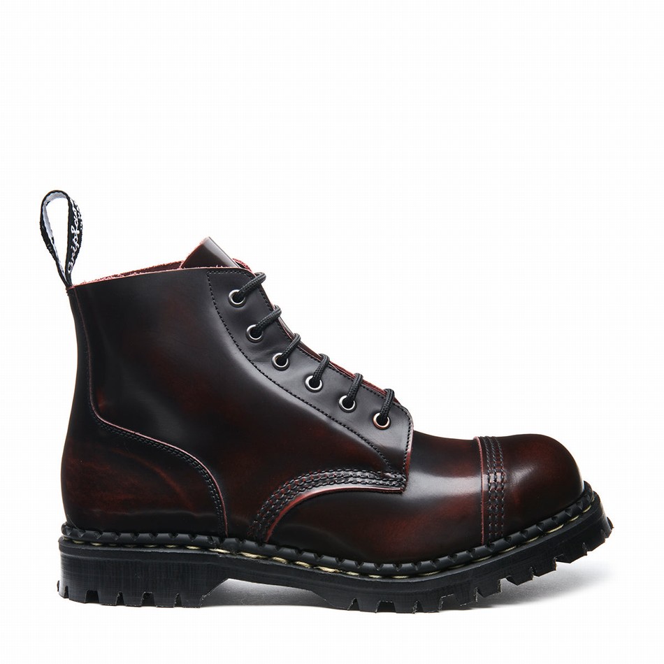 Botas Derby Solovair Rub-Off 6 Eye Steel Toe Capped Hombre Burdeos | GF6-1710-BUR-RO-030