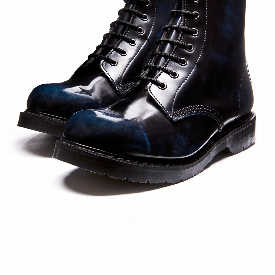 Botas Derby Solovair Rub-Off 8 Eye Hombre Azul Marino | S8-551-NV-RO-G-035