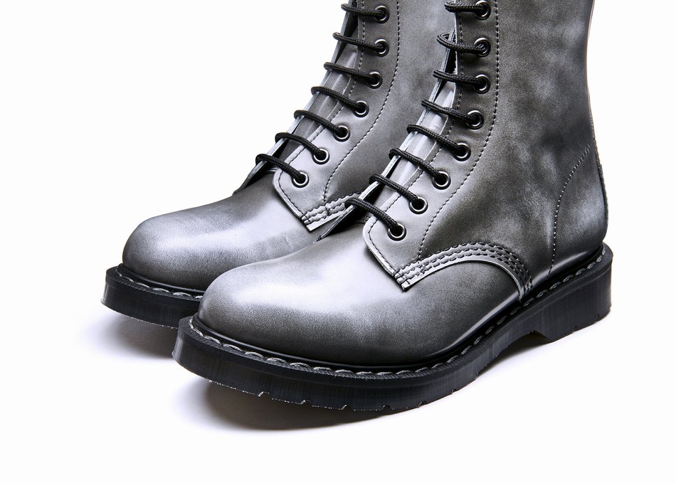 Botas Derby Solovair Rub-Off 8 Eye Hombre Gris | S8-551-CGY-RO-G-065