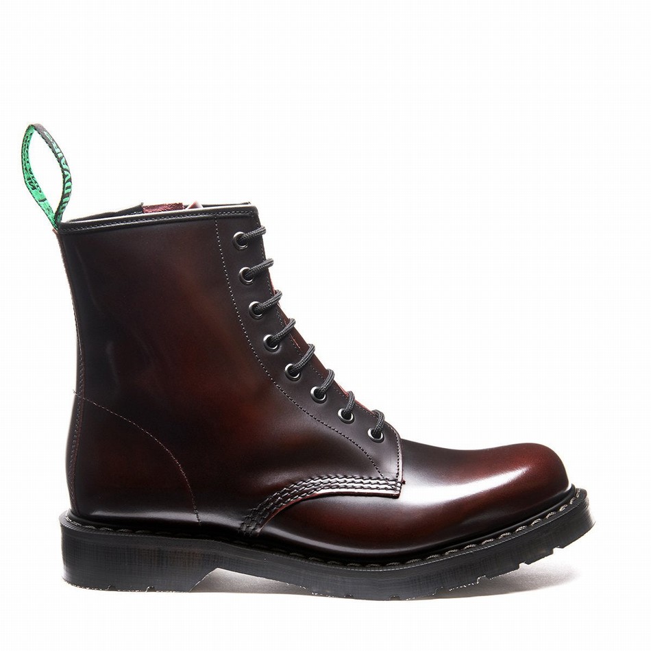 Botas Derby Solovair Rub-Off 8 Eye Zip Hombre Burdeos | S8-551-BUR-ZIP-G-045