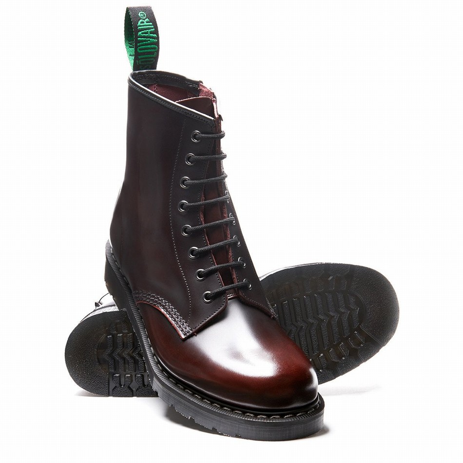 Botas Derby Solovair Rub-Off 8 Eye Zip Hombre Burdeos | S8-551-BUR-ZIP-G-045