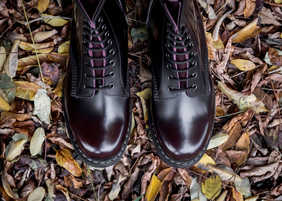Botas Derby Solovair Rub-Off 8 Eye Zip Hombre Burdeos | S8-551-BUR-ZIP-G-045