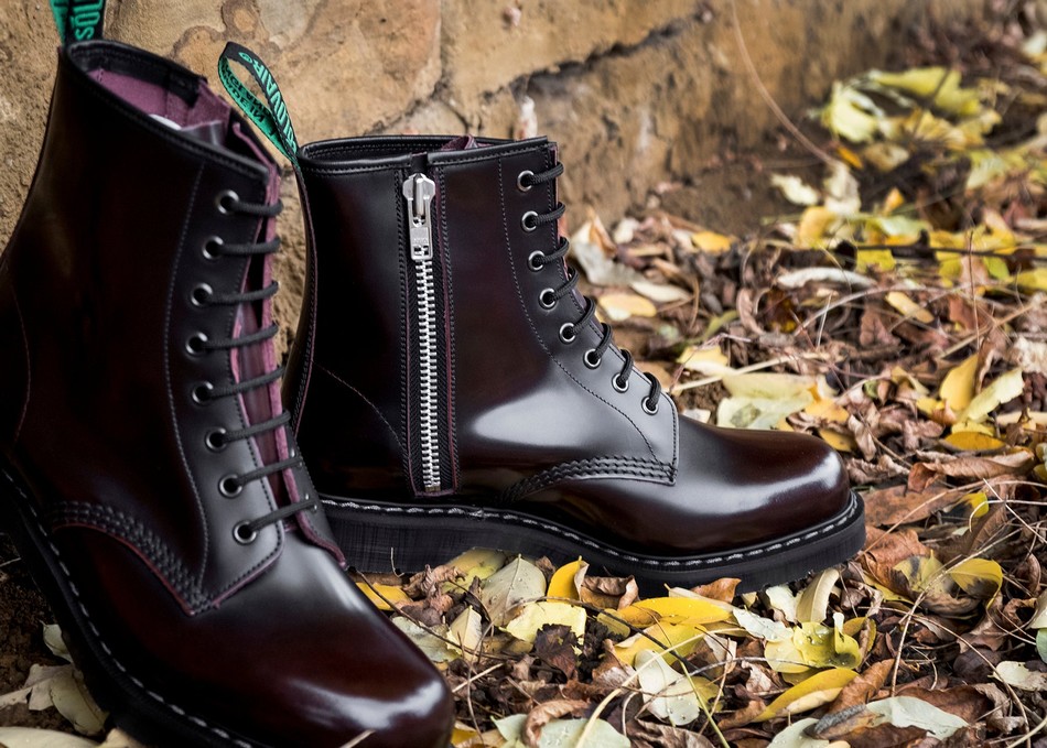 Botas Derby Solovair Rub-Off 8 Eye Zip Hombre Burdeos | S8-551-BUR-ZIP-G-045