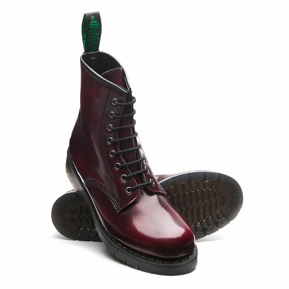 Botas Derby Solovair Rub-Off Vegan 8 Eye Hombre Rojas | VS8-551-CR-RO-VEG-G-030