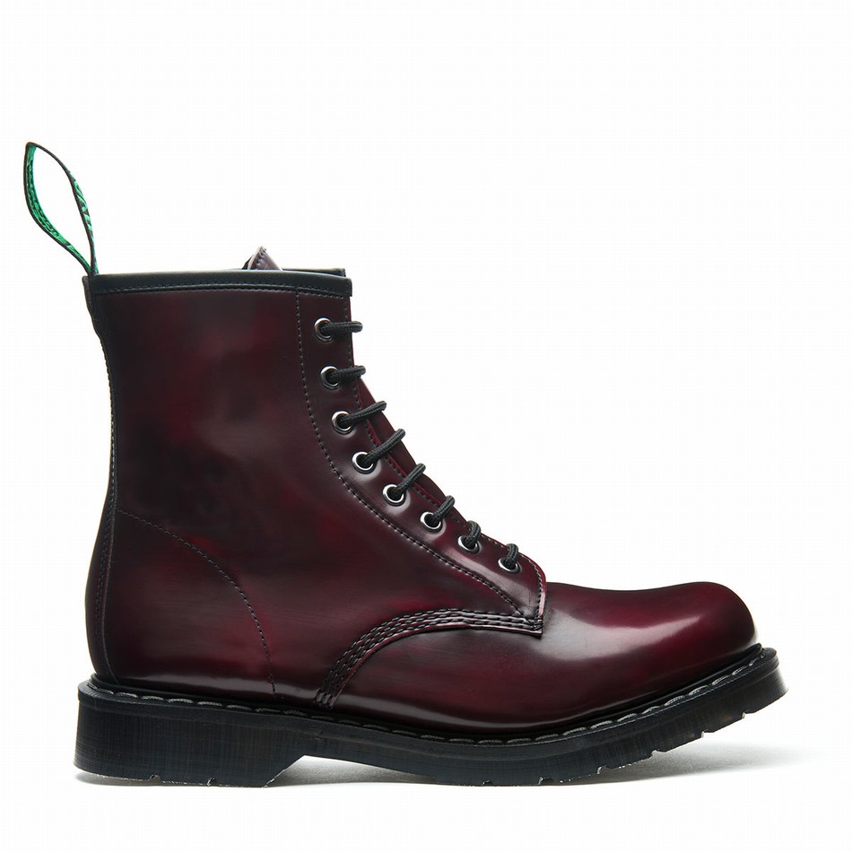 Botas Derby Solovair Rub-Off Vegan 8 Eye Hombre Rojas | VS8-551-CR-RO-VEG-G-030
