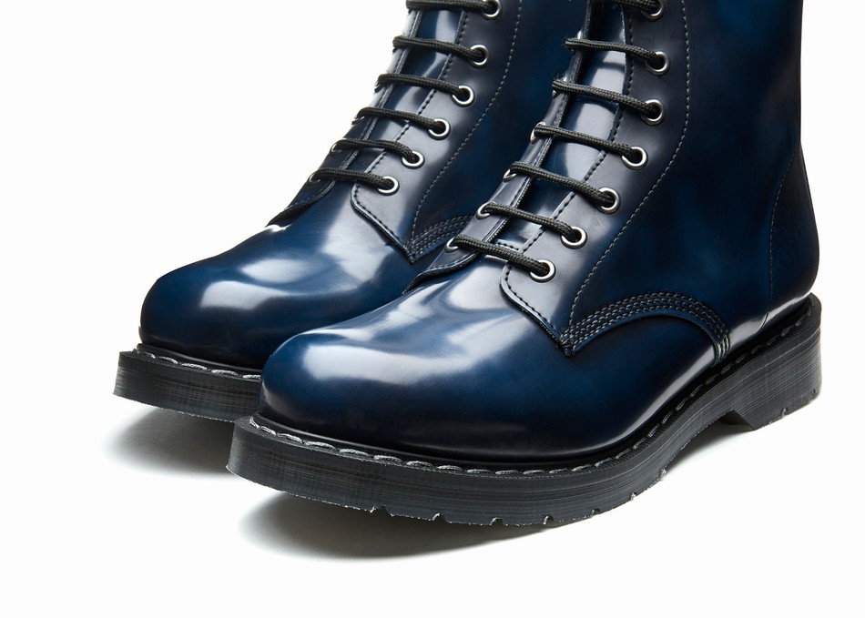 Botas Derby Solovair Rub-Off Vegan 8 Eye Mujer Azul Marino | VS8-551-NV-RO-VEG-G-030