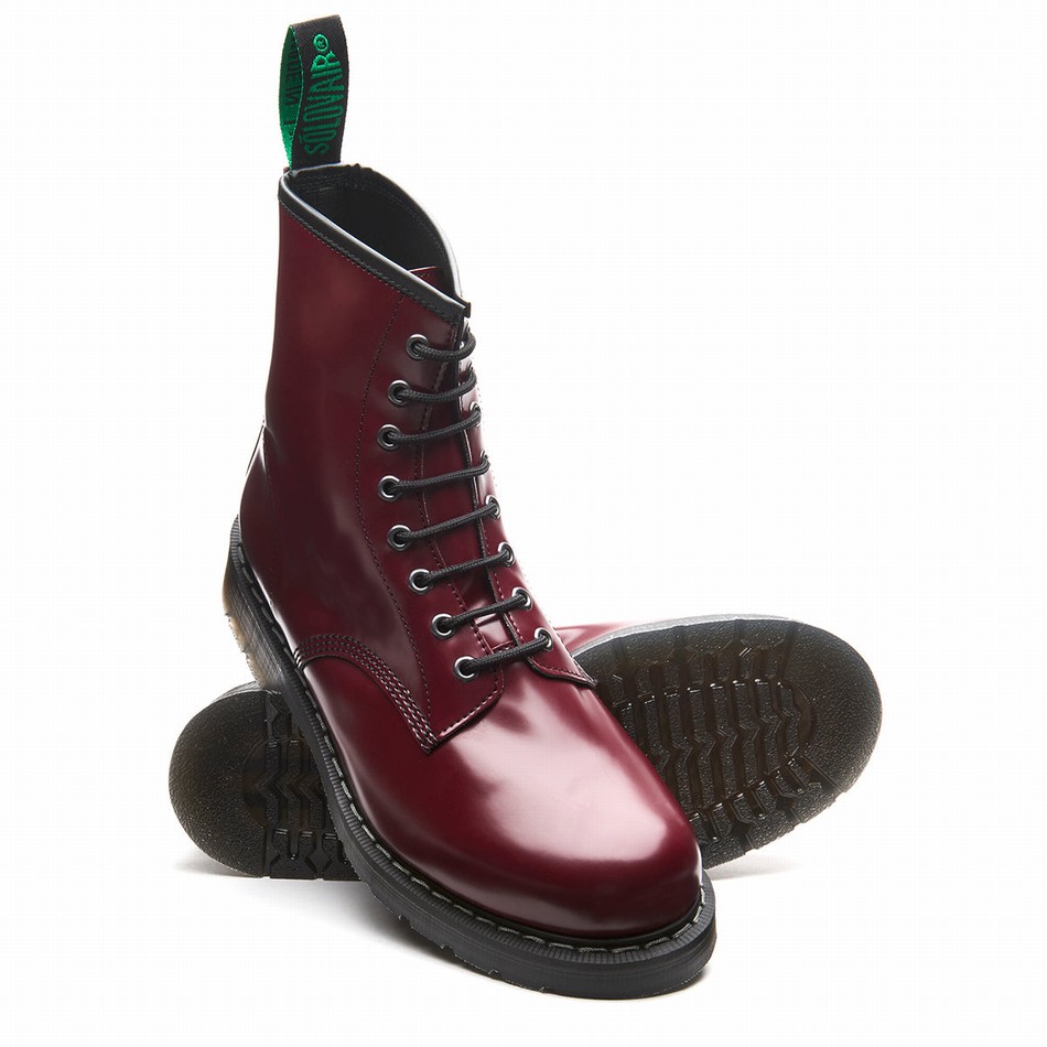 Botas Derby Solovair Vegan Hi-Shine 8 Eye Hombre Rojas | VS8-551-OX-VEG-G-040