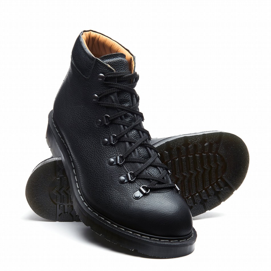 Botas de Montaña Solovair Greasy Grain Urban Hombre Negras | 455-036-040