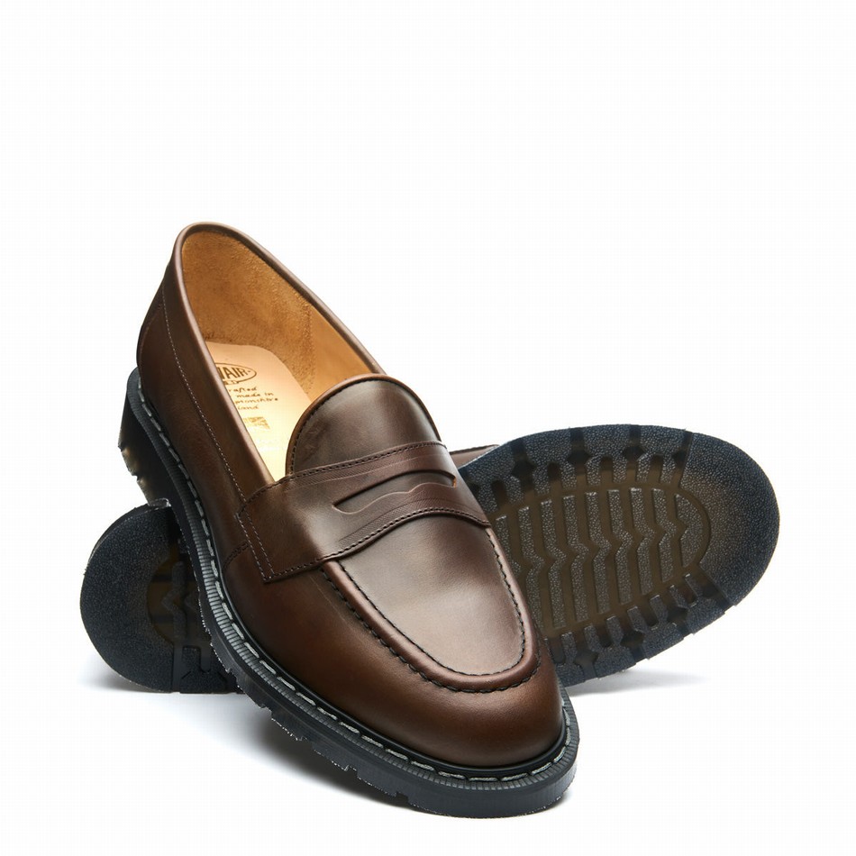 Mocasines Solovair Gaucho Crazy Horse Penny Hombre Marrones | S0-970-CH-G-030
