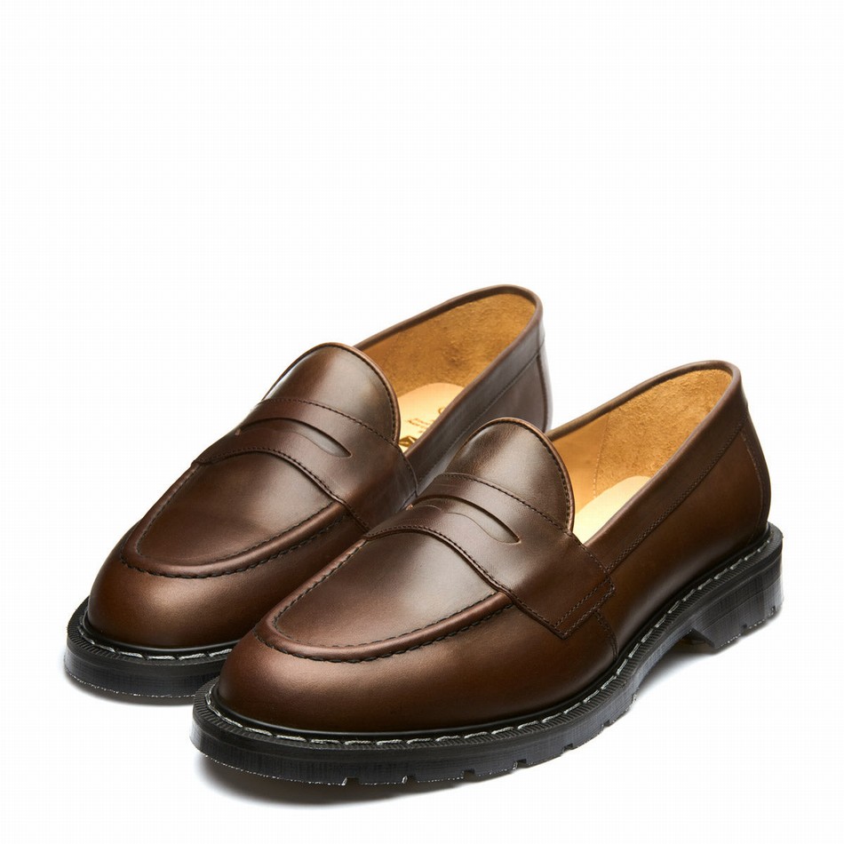 Mocasines Solovair Gaucho Crazy Horse Penny Hombre Marrones | S0-970-CH-G-030
