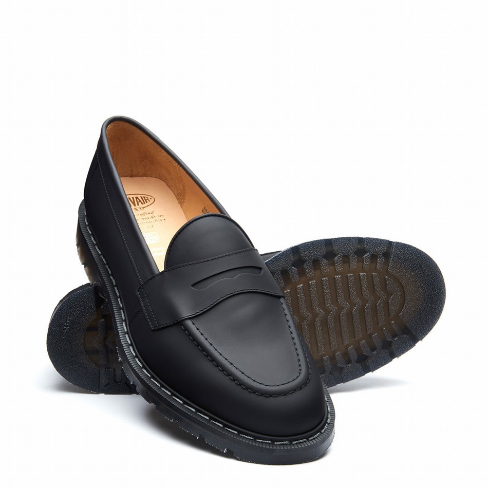 Mocasines Solovair Greasy Penny Hombre Negras | S0-970-BG-G-030