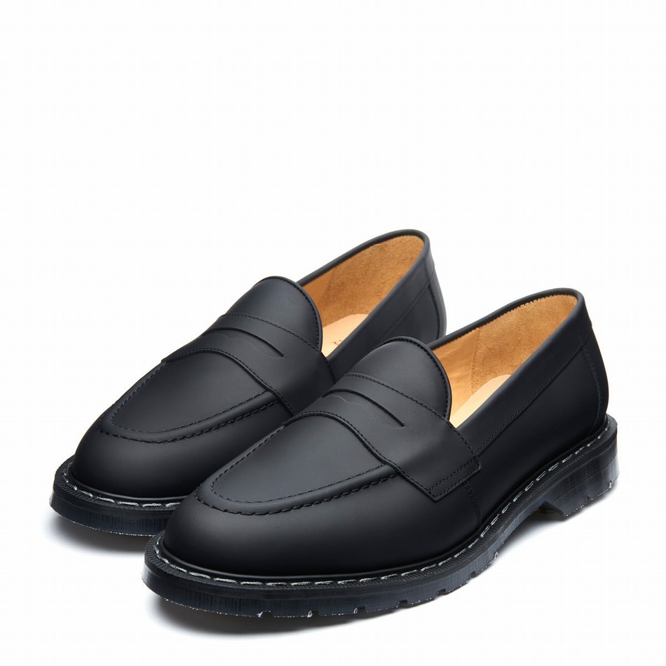 Mocasines Solovair Greasy Penny Hombre Negras | S0-970-BG-G-030