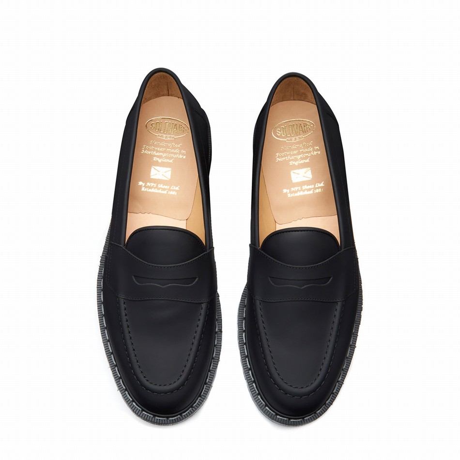 Mocasines Solovair Greasy Penny Hombre Negras | S0-970-BG-G-030