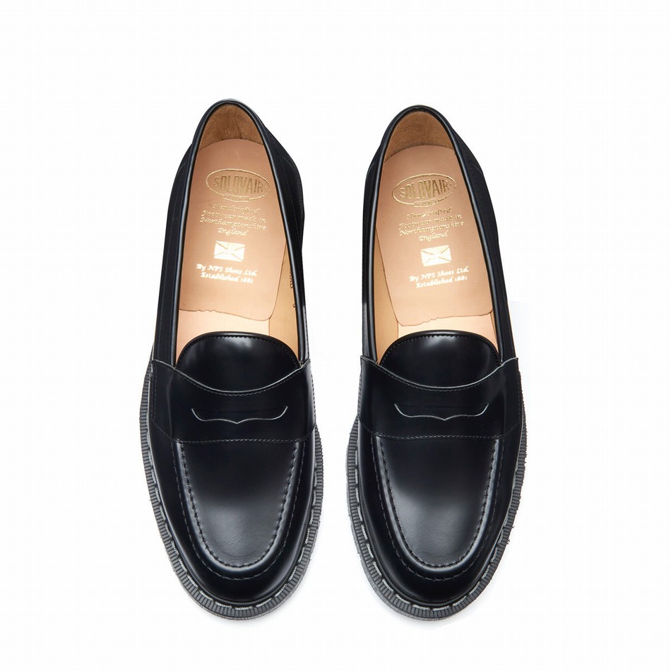 Mocasines Solovair Hi-Shine Penny Mujer Negras | S0-970-BK-G-030