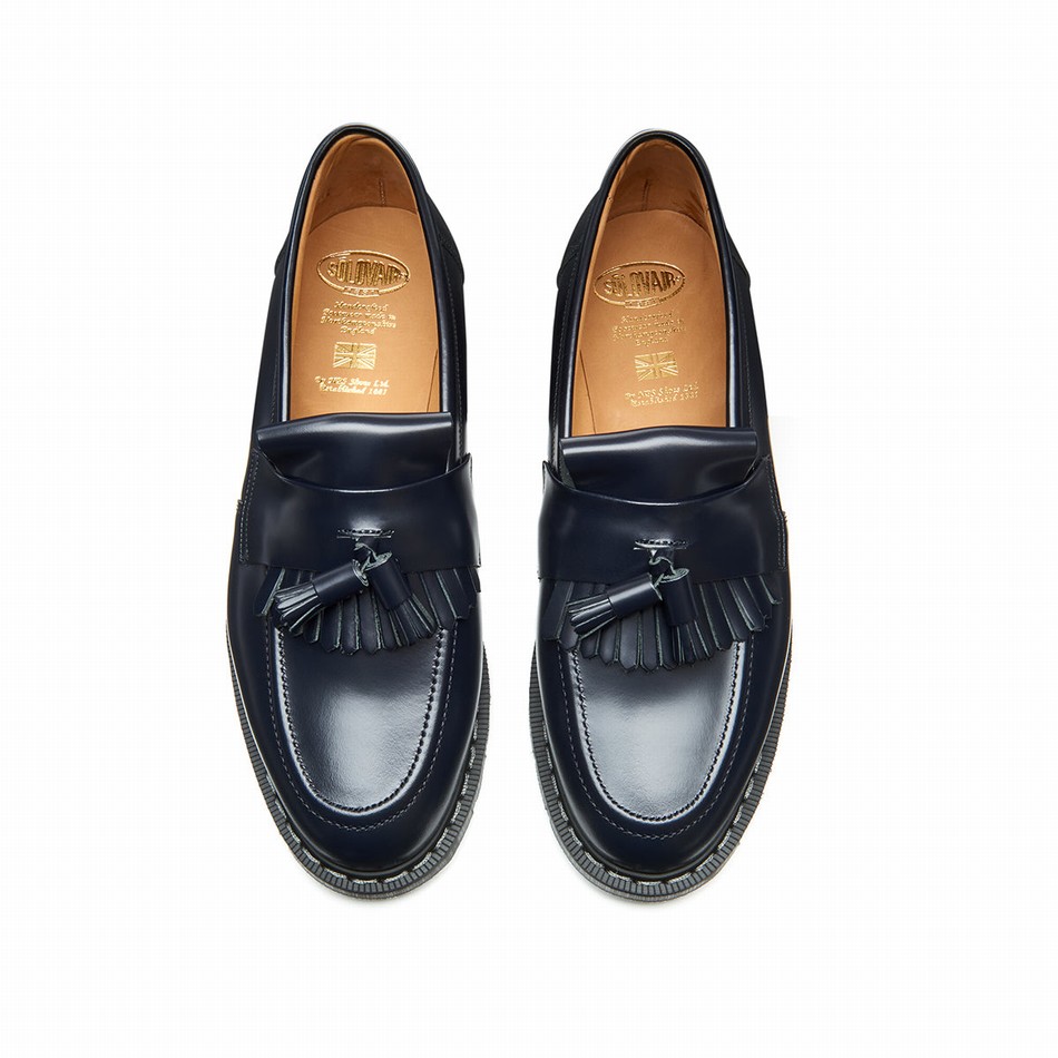 Mocasines Solovair Hi-Shine Tassel Hombre Azul Marino | S0-1022-NV-G-030