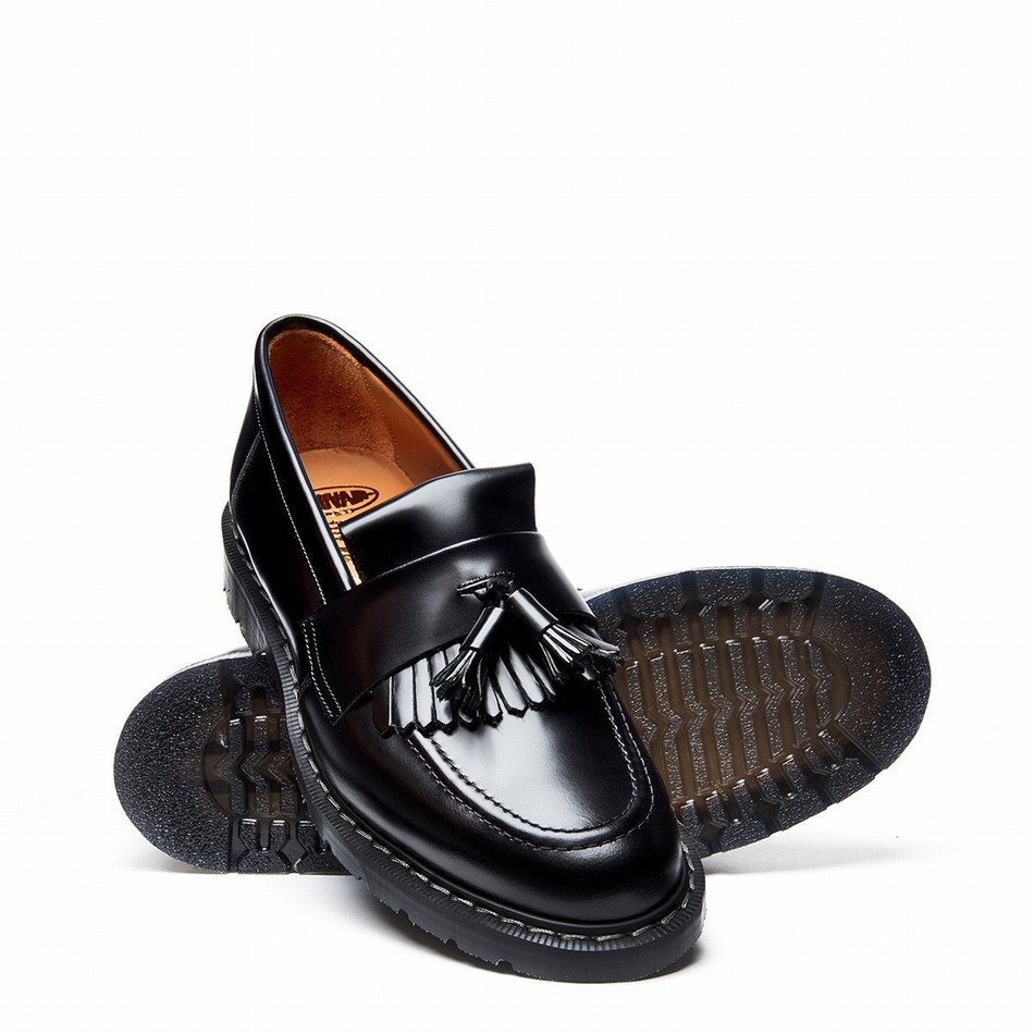 Mocasines Solovair Hi-Shine Tassel Mujer Negras | S0-1022-BK-G-030