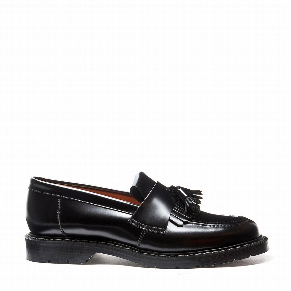 Mocasines Solovair Hi-Shine Tassel Mujer Negras | S0-1022-BK-G-030