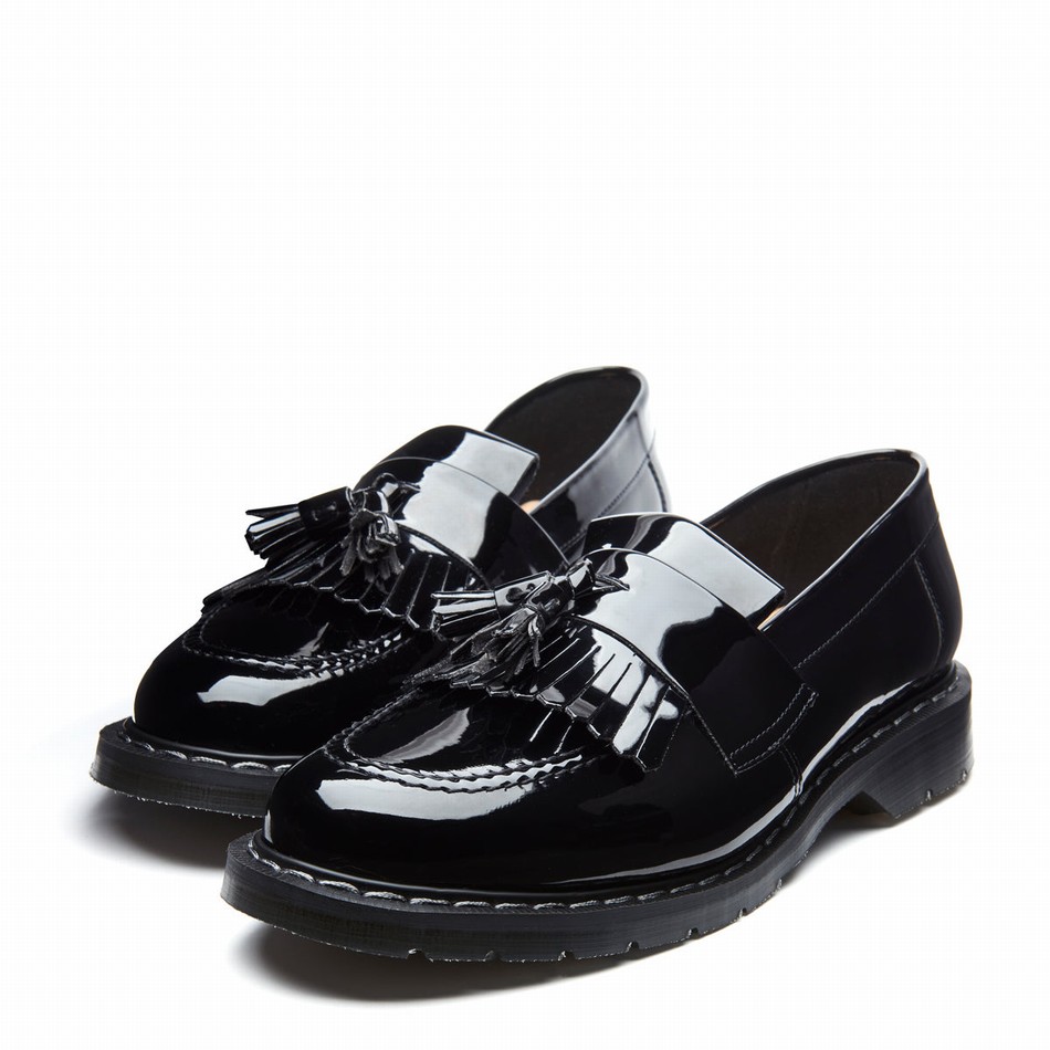 Mocasines Solovair Patent Tassel Hombre Negras | S0-1022-BK-PT-G-030