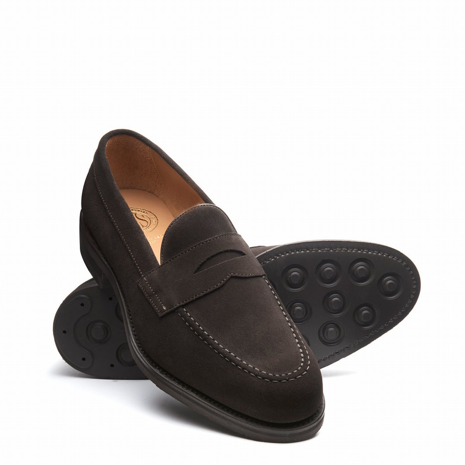 Mocasines Solovair Suede Penny Hombre Marrones | 970-BN-SUE-060
