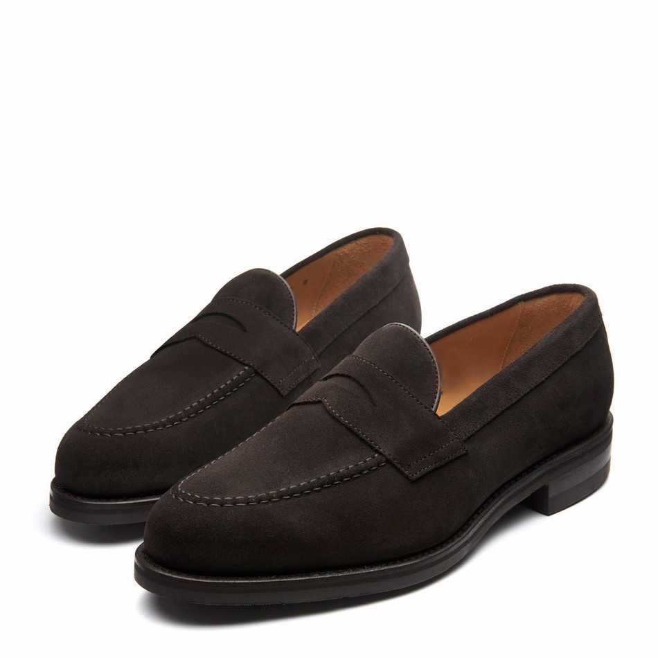 Mocasines Solovair Suede Penny Hombre Marrones | 970-BN-SUE-060