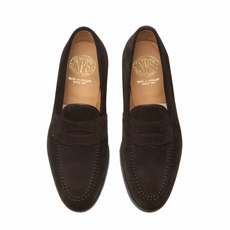 Mocasines Solovair Suede Penny Hombre Marrones | 970-BN-SUE-060