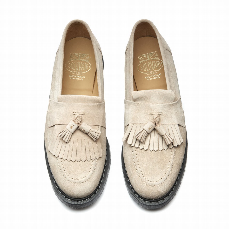 Mocasines Solovair Suede Tassel Hombre Beige | S0-1022-NU-SUE-G-040